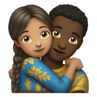 African young man hugging slavic girl sticker