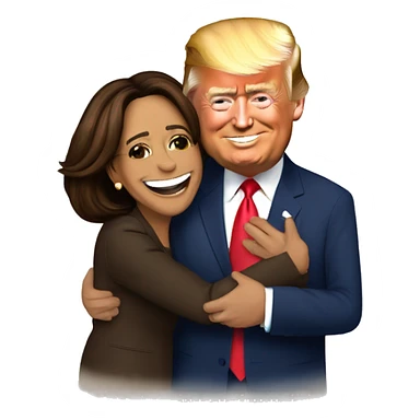 kamala harris, donald trump, and joe biden group hug sticker