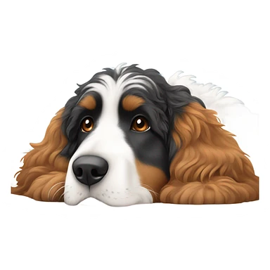 Tri color Bernedoodle in bed sticker