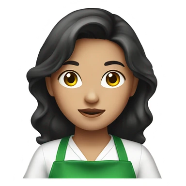 Pretty girl with dark hair wearing a green apron sticker
