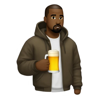 Kanye west with a beer sticker