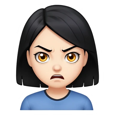 girl with black hair mad face sticker