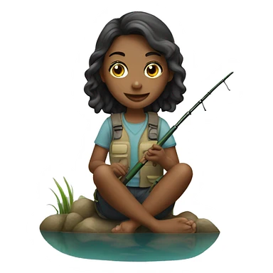 girl fishing sticker