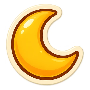 cartoon style sticker, single moon symbol, simple and clear, no text sticker