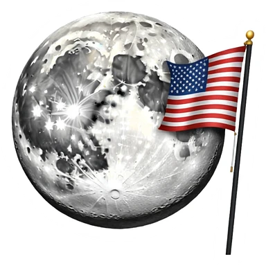 На фоне космоса луна а на ней флаг и написано "MAJESTIC" sticker