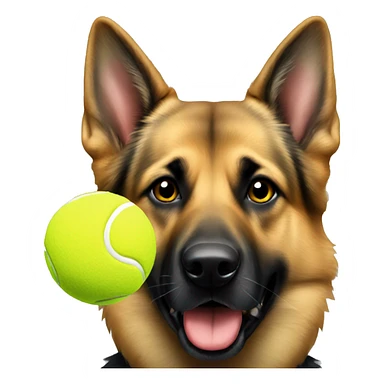 German Shepard tennis ball in mouth  sticker