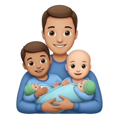 man with three babies sticker
