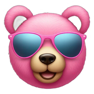 pink teddy bear face with sunglasses sticker