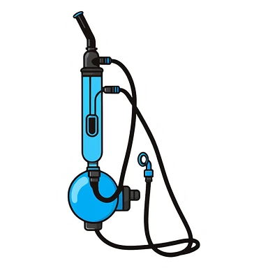 Bright blue mouthpiece with breathing valve and oxygen tube for VO2 max testing, no person sticker