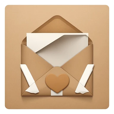 blank greeting card open with brown envelope next to it sticker