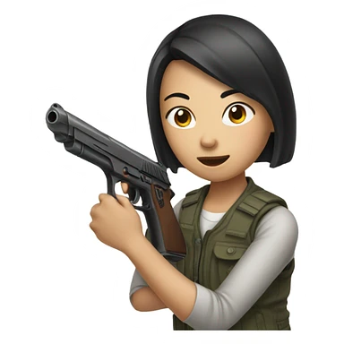Girl with gun asian sticker