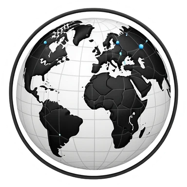 white and black world globe with digital network connections sticker