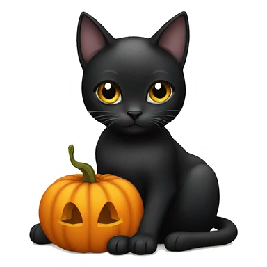 black cat holding a pumpkin sticker