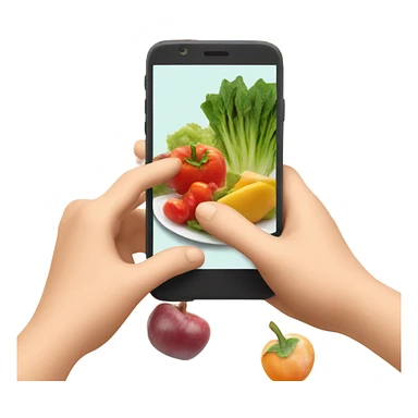 hand taking picture of healthy food sticker