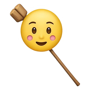 normal emoji with a stick coming from the front sticker