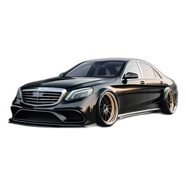 Mercedes SEL AmG with body kit custom and amg aero oz wheels front side angle  sticker