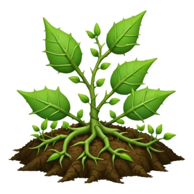 green vines with thorns sprouting from the ground, 3D, extremely detailed, natural elements sticker