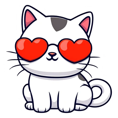 Cat wearing rainbow heart-shaped sunglasses sticker