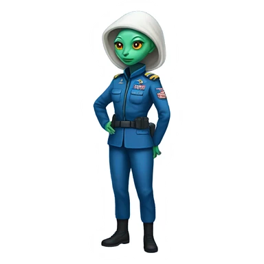 Reptilian Alien woman general blue uniform usa space force, full body,  sticker
