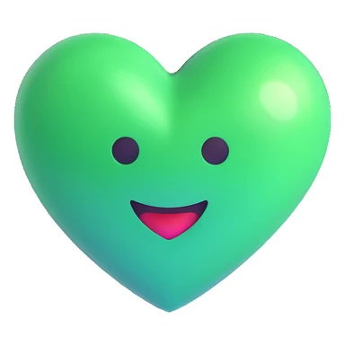 shiny and bold green heart 3D emoji style sticker