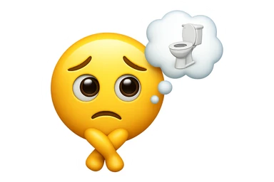 emoji stile iphone che riguarda l'argomento "stipsi/andrò al bagno oggi?", iperrealistico 4k sticker