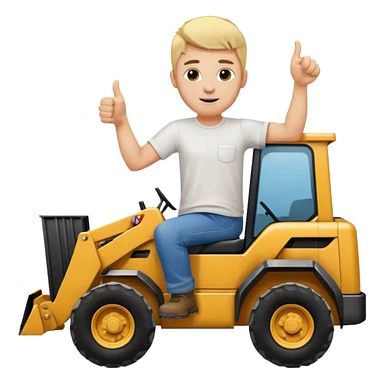 Blonde guy on a skid steer giving a thumbs up sticker