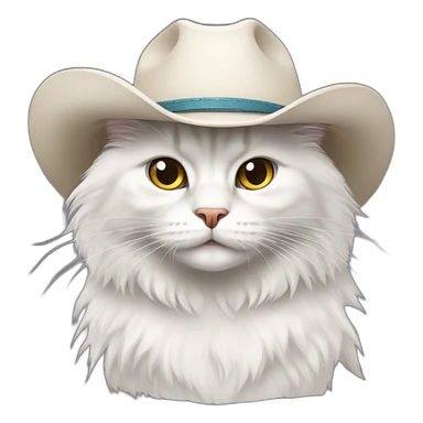 white Siberian cat with cowboy hat sticker