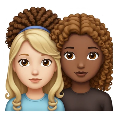 Dos chicas una blanca con el pelo lacio y otra morena con el pelo rulo  sticker