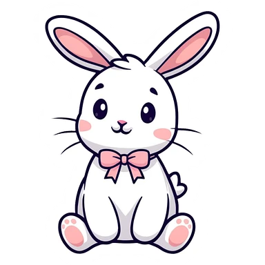 adorable bunny rabbit with pretty bow, playful sticker