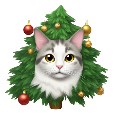 Cat with Christmas tree sticker