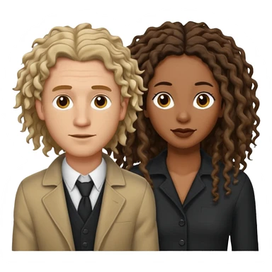 White boyfriend with medium wavy to curly hair with a black girlfriend with shoulder length thin curly dreadlocks sticker