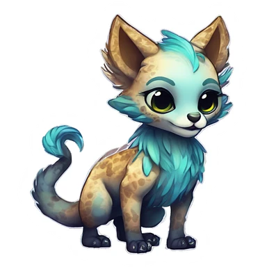 Cool cute Kawaii edgy fantasy shiny chibi animal creature fursona Fionbri vernid by griffsnuff & LiLaiRa & Falvie full bodyal sticker