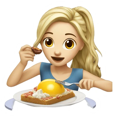White skin girl eating desert on a table sticker