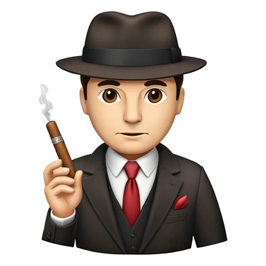 mafia boss with suit, fedora hat and cigar sticker