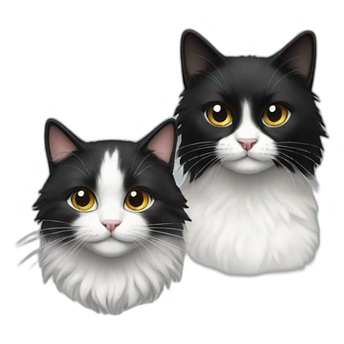 A blank short haired cat and a black/white long haired cat sticker