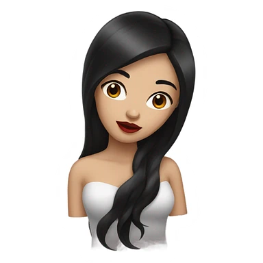 woman with black-brown long hair red lips sticker