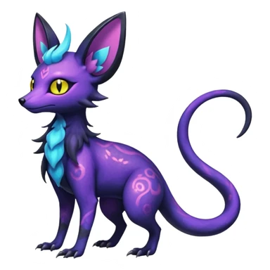 Rare epic aesthetic iridescent spooky gloomy colorful Salandit-Zorua-Espeon-Genet-species-Fakemon-hybrid-creature, with markings, full body sticker