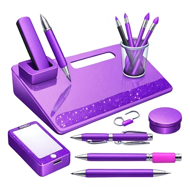 Purple Glitter office tools sticker