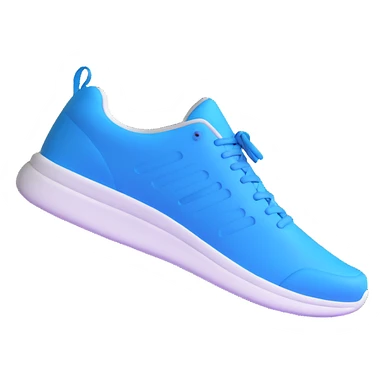 blue running shoe emoji, cartoonish 3D emoji style, white sole, angled view sticker