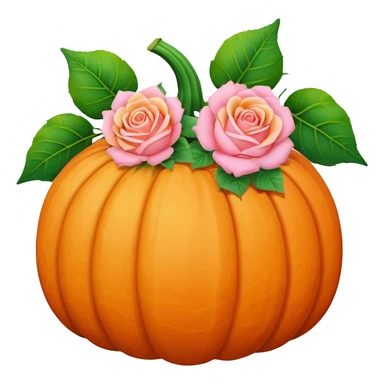 pastel pumpkin with roses and leaves sticker