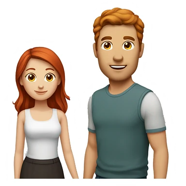 Brunette man and redhead girl couple  sticker