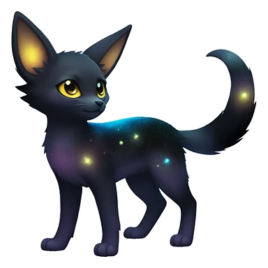 Shiny Sparkly Nebula-gradient-colored Galaxy Umbreon-Litten full body sticker