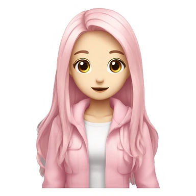 cute anime girl with long hair white and eyes pink sticker
