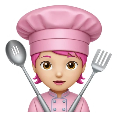 Pink chef hat with pink cooking utensils sticker