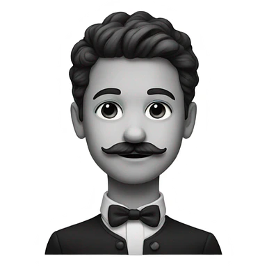 monochrome portrait of a boy with moustache sticker
