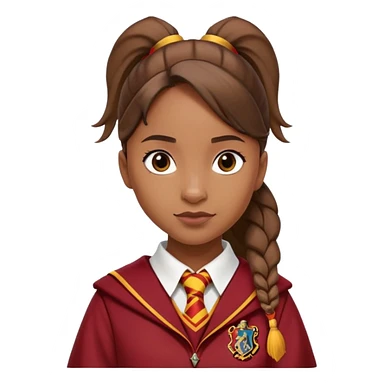 Angelina Johnson in harry potter, wear hogwarts gryfindor uniform, ponytail hair sticker