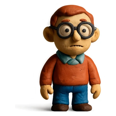claymation style nerdy guy with glasses sticker