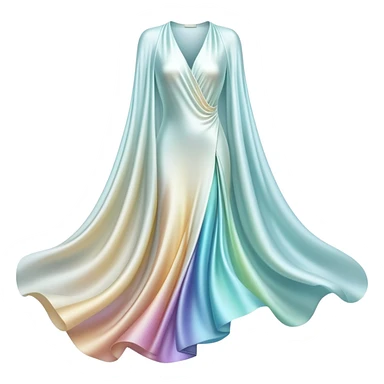 Elegant ethereal fabric-like flowing forms creating abstract clothing shape, personal style definition symbol, soft glowing essence sticker