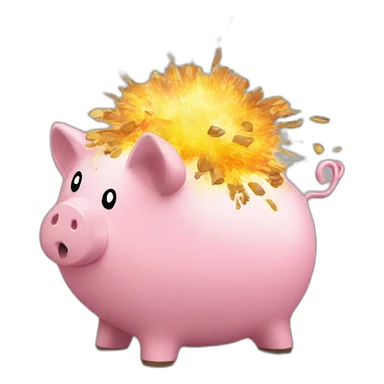 Piggy bank exploding from being full sticker