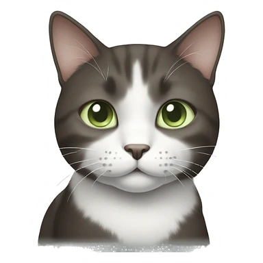 dark brown grey and white cat with pale green eyes  sticker